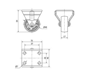 R.FIJA 17ZR40-BP PLASTICO BLANCO EJE LISO
