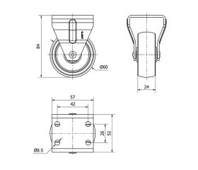 R.FIJA 17ZR60-BP PLASTICO BLANCO EJE LISO