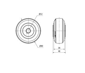 RUEDA TPGN80-12-40 NUCLEO NYLON NEGRO Y BANDA GOMA NEGRA EJE LISO