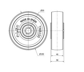 RUEDA TNB150-20-51 NYLON BLANCO EJE BOLAS