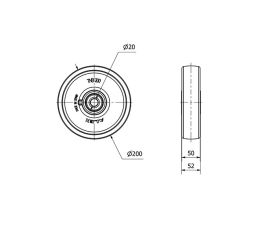 RUEDA TNB200-20-53 NYLON BLANCO EJE BOLAS
