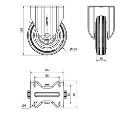 R.FIJA 17ZV125-BSR METALICO-GOMA NEGRA EJE RODILLOS