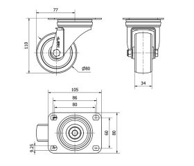 R.GIR.PLACA 10ZVL80-UT POLIAMIX BLANCO EJE LISO