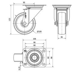 R.GIR.PLACA 10ZV100-UT POLIAMIX BLANCO EJE LISO