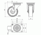 R.GIR.PLACA INOX.10ZVLI100-TNRI NYLON BLANCO EJE RODILLOS INOX