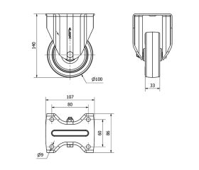 R.FIJA 17TV100-PO NYLON BLANCO-POLIUR.ROJO EJE LISO