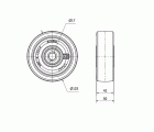 RUEDA POBI125-17-50 NUCLEO NY.BLANCO, BANDA POL.ROJO(COJ.BOLAS INOX)