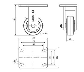 R.FIJA 17HLB100-HGB HIERRO-GOMA NEGRA NATURAL EJE BOLAS