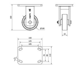 R.FIJA 17HLB100-FT NYLON BLANCO EXTRAFUERTE EJE LISO