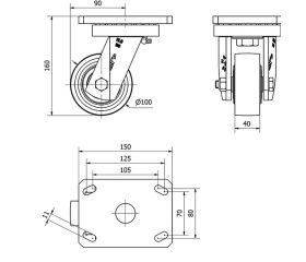 R.GIR.PLACA 10HLB100-CIB HIERRO FUNDIDO EJE BOLAS