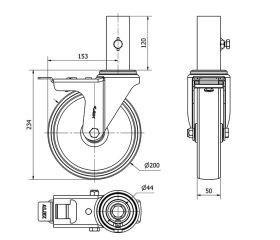 R.GIR.ANDAMIO FRENO 12ZVAFD200-TN NYLON BLANCO EJE LISO