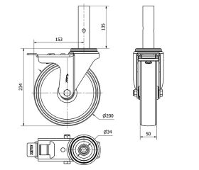 R.GIR.ANDAMIO FRENO 30ZVAFD200-TN NYLON BLANCO EJE LISO