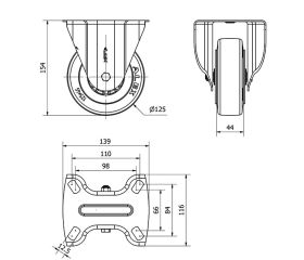 R.FIJA 17TVC125-TPGN NYLON NEGRO-GOMA NEGRA EJE LISO