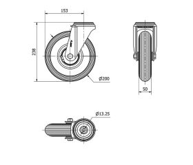 R.GIR.AGUJERO M12 20ZV200-RILR METALICO-NEUMATICA GRIS EJE RODILLOS