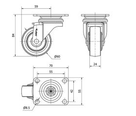 R.GIR.PLACA 10ZR60CP-PGIA POLIAMIX-GOMA GRIS EJE LISO