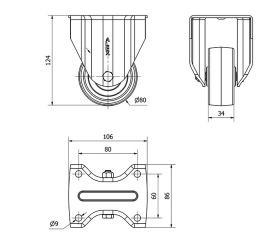 R.FIJA 17TV80-TT RESINA NEGRA EJE LISO
