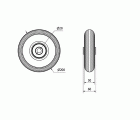 RUEDA IMPINCHABLE GRIS EMR200-20-60 NUCLEO METALICO EJE RODILLOS