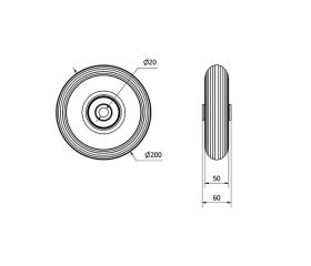 RUEDA IMPINCHABLE GRIS EMR200-20-60 NUCLEO METALICO EJE RODILLOS