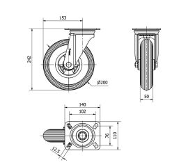 R.GIR.PLACA 10ZV200-EP POLIP.-IMPINCHABLE GRIS EJE LISO