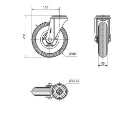 R.GIR.AGUJERO M12 20ZV200-EP POLIP.-IMPINCHABLE GRIS EJE LISO