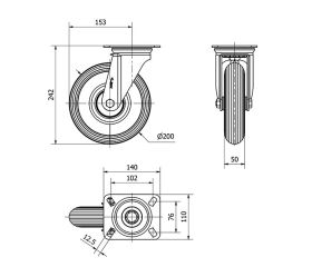 R.GIR.PLACA 10ZV200-EMR METALICO-IMPINCHABLE GRIS RODILLOS