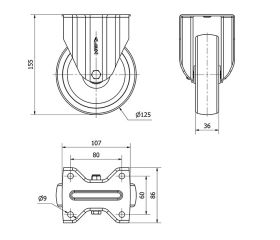 R.FIJA INOX.17ZVI125-UT POLIAMIX BLANCO EJE LISO