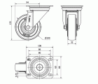 R.GIR.PLACA INOX.10ZVI100-PGAN POLIAMIX-GOMA GRIS EJE LISO
