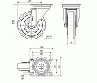 R.GIR.PLACA INOX.10ZVI125-PGAN POLIAMIX-GOMA GRIS EJE LISO