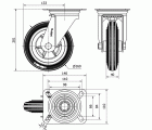 R.GIR.PLACA INOX.10ZVI160-PSN POLIAMIX-GOMA NEGRA EJE LISO