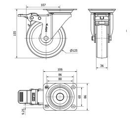 R.GIR.PLACA FRENO 10ZVFD125-UT POLIAMIX BLANCO EJE LISO