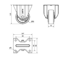 R.FIJA INOX.17ZVLI80-PGAN POLIAMIX-GOMA GRIS EJE LISO