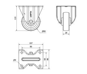 R.FIJA INOX.17ZVLI80-TD RESINA MARRON EJE LISO