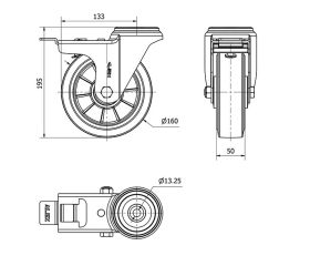 R.GIR.AGUJ.M12 FR.20ZVFD160-DEB ALUMINIO-GOMA NEGRA ELASTICA BOLAS