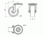 R.GIR.AGUJERO M10 INOX.20ZVLI80-UT POLIAMIX BLANCO EJE LISO