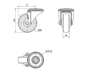 R.GIR.AGUJERO M10 INOX.20ZVLI80-TD RESINA MARRON EJE LISO
