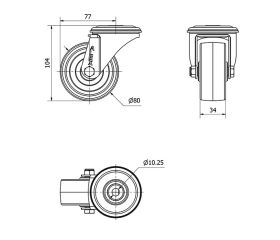 R.GIR.AGUJERO M10 INOX.20ZVLI80-TT RESINA NEGRA EJE LISO