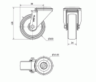 R.GIR.AGUJERO M12 INOX.20ZVI100-TT RESINA NEGRA EJE LISO