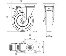 R.GIR.PLACA FRENO 10BHAFD125CP-PGAN POLIAMIX-GOMA GRIS EJE LISO