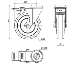 R.GIR.AGUJERO M10 FRENO 20BHAFD125CP-PGAN POLIAMIX-GOMA GRIS LISO