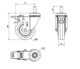 R.GIR.ESPIGA LISA M12x30 FRENO 33BHFD80CP-PGI POLIAMIX-GOMA GRIS LIS