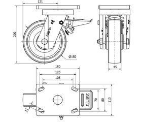 R.GIR.PLACA FRENO 10HLBFD150-FT NYLON BLANCO EXTRAFUERTE EJE LISO