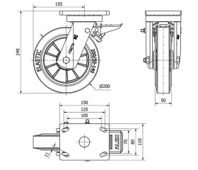 R.GIR.PLACA FRENO 10HLBFD200-DEB ALUMINIO-GOMA NEGRA ELASTICA BOLAS