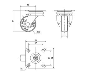 R.GIR.PLACA 10ZR40-PGI POLIAMIX-GOMA GRIS EJE LISO