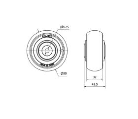 RUEDA PGCSB80CP-8-36 NUCLEO POLIP.Y BANDA POLIUR.GR.CONDUC.BOLAS+BTN