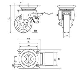 R.GIR.PLACA FRENO 10TVFD80-TD RESINA MARRON EJE LISO