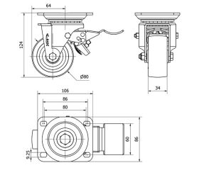 R.GIR.PLACA FRENO 10TVFD80-TA HIERRO FUNDIDO EJE LISO