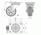 R.GIR.PLACA INOX.10ZVLI80-PSN POLIAMIX-GOMA NEGRA EJE LISO