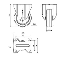 R.FIJA INOX.17ZVLI100-PO NYLON BLANCO-POLIUR.ROJO EJE LISO