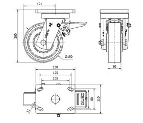 R.GIR.PLACA FRENO 10HLBFD150-HUB HIERRO-POLIUR.NARANJA EJE BOLAS