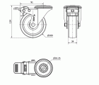 R.GIR.AGUJERO M10 FRENO INOX.20ZVLIFD100-UT POLIAMIX BLANCO EJE LISO